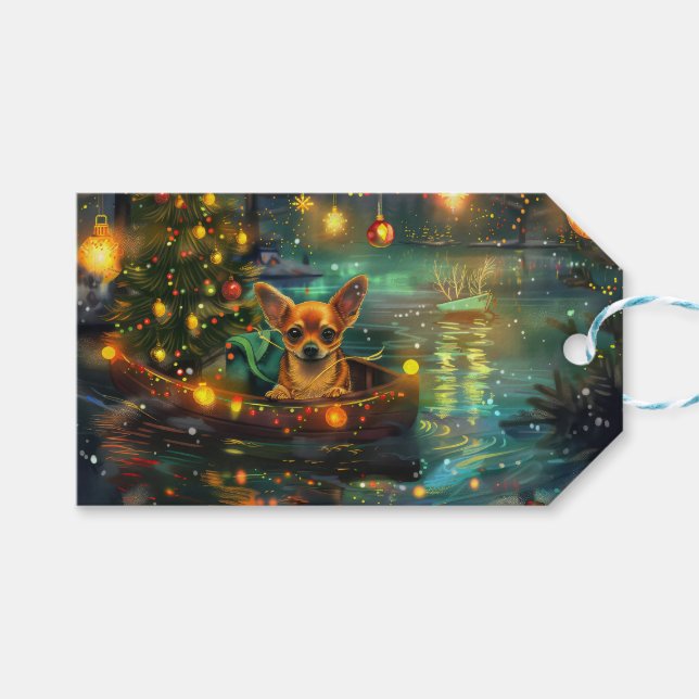 Chihuahua Weihnachtsreise Geschenkanhänger (Vorderseite (Horizontal))