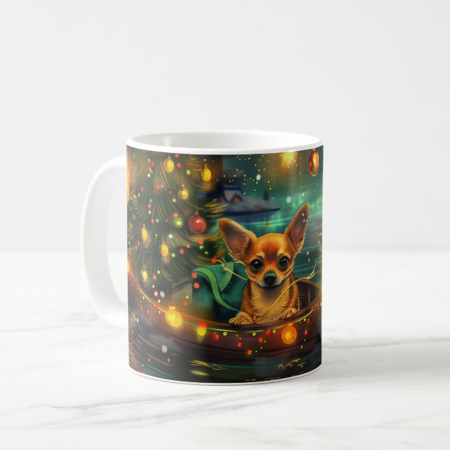 Chihuahua Weihnachtsreise Kaffeetasse (Vorderseite Links)