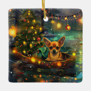 Chihuahua Weihnachtsreise Keramikornament