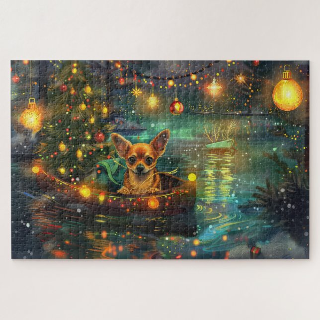 Chihuahua Weihnachtsreise Puzzle (Horizontal)