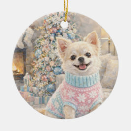 Chihuahua-Weihnachtsschmuck Keramik Ornament