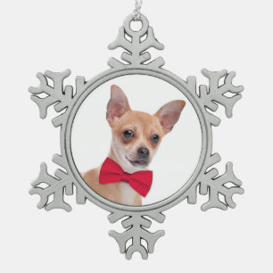 Chihuahua Weihnachtsschmuck Schneeflocken Zinn-Ornament