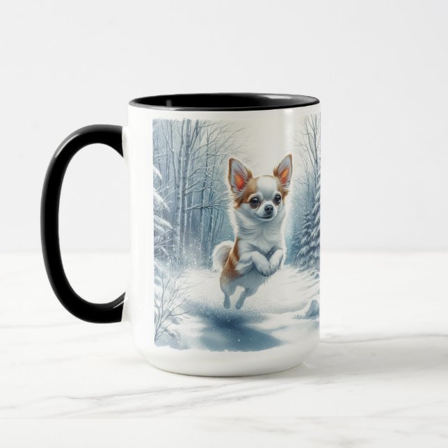Chihuahua Weihnachtsschnee Tasse (Links)
