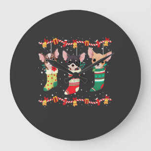 Chihuahua Weihnachtssocken Lichter Lustiger Xmas H Große Wanduhr
