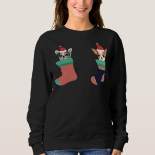 Chihuahua Weihnachtssocken-Weihnachtsmannmütze Sweatshirt