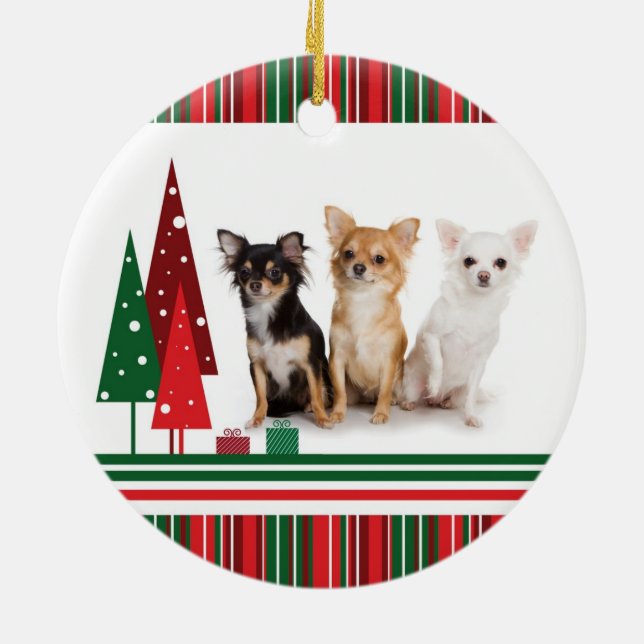 Chihuahua-Weihnachtsverzierung Keramikornament (Hinten)