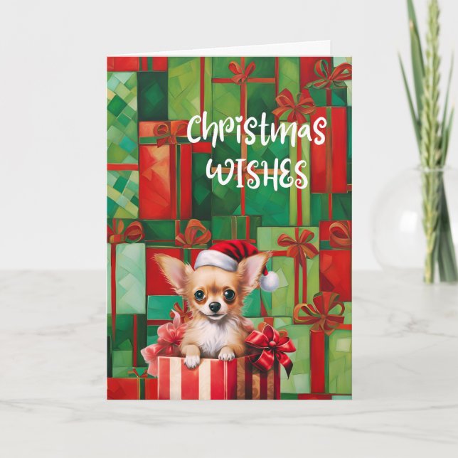 Chihuahua Weihnachtswünsche & Kisses Karte (Vorderseite)