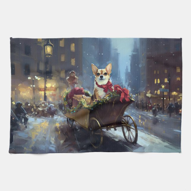 Chihuahua Weihnachtszeit Geschirrtuch (Horizontal)