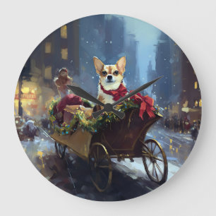 Chihuahua Weihnachtszeit Große Wanduhr
