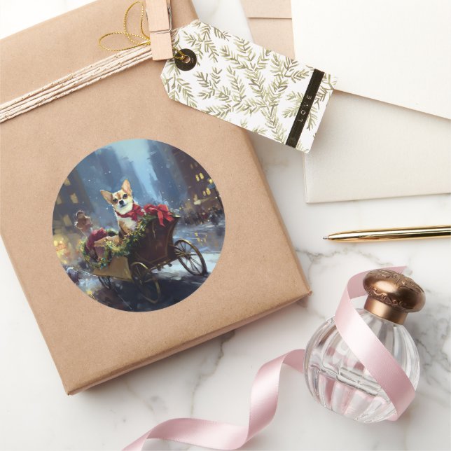 Chihuahua Weihnachtszeit Runder Aufkleber (Schenken)