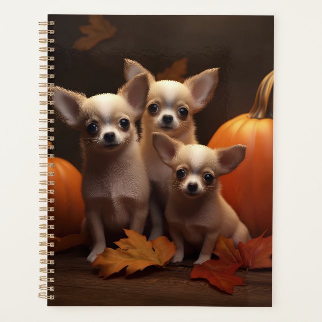 Chihuahua Welpe Autumn Delight Pumpkin Planer (Vorderseite)