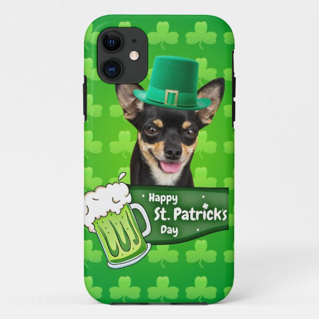 Chihuahua Welpe Dog St. Patrick's Day Green Clover Case-Mate iPhone Hülle (Rückseite)