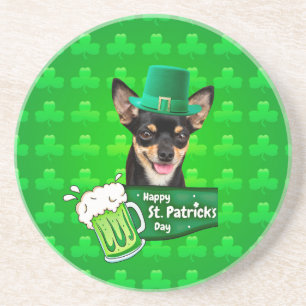 Chihuahua Welpe Dog St. Patrick's Day Green Clover Getränkeuntersetzer
