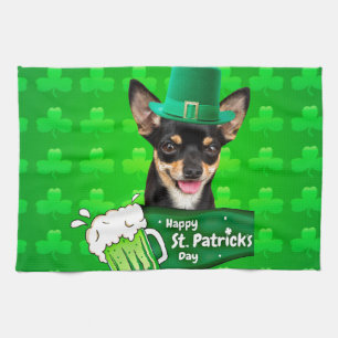 Chihuahua Welpe Dog St. Patrick's Day Green Clover Küchentuch