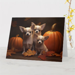Chihuahua-Welpe Herbstfreude Kürbis  Karte