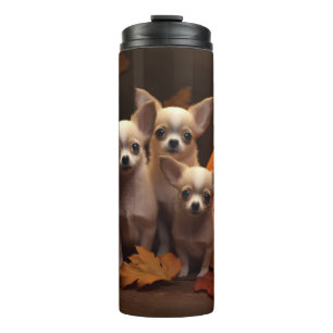 Chihuahua-Welpe Herbstfreude Kürbis Thermosbecher