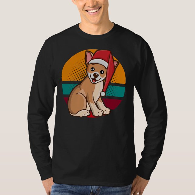 Chihuahua Welpe Hund Weihnachtsmannmütze Weihnacht T-Shirt (Vorderseite)
