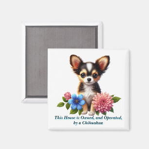 Chihuahua Welpe mit dekorativen Blume Magnet