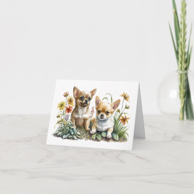 Chihuahua Welppies Blank Greeting Card Karte (Vorderseite)