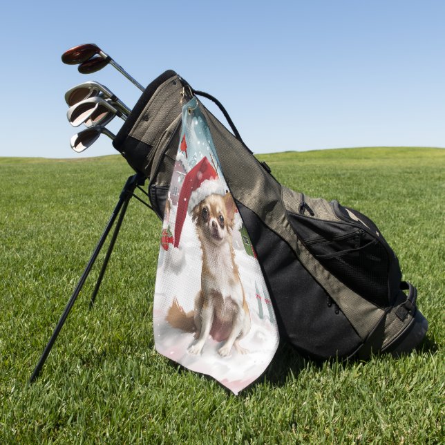 Chihuahua Winter Wonderland Weihnachtsfreude Golfhandtuch (Gras)
