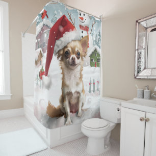 Chihuahua-Winter-Wunderland-Weihnachtsfreude Duschvorhang