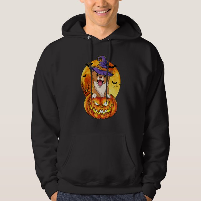 Chihuahua Witch Pumpkin Halloween Dog Hoodie (Vorderseite)