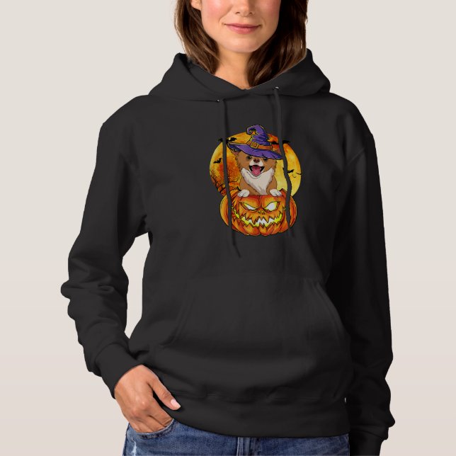Chihuahua Witch Pumpkin Halloween Dog Hoodie (Vorderseite)