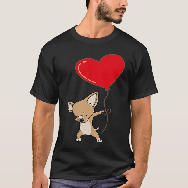 Chihuahua With Heart Balloon Valentines Day Love B T-Shirt (Vorderseite)