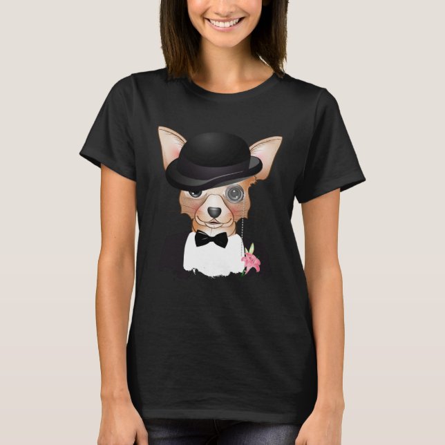 Chihuahua with melon monocle suit and lily T-Shirt (Vorderseite)