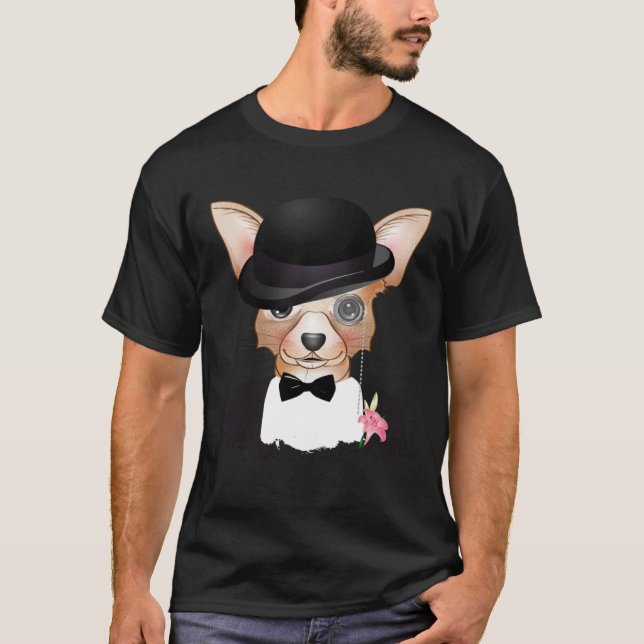 Chihuahua with melon monocle suit and lily T-Shirt (Vorderseite)