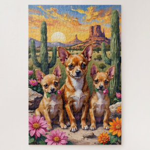 Chihuahua-Wüstenblüten-Kunst Puzzle