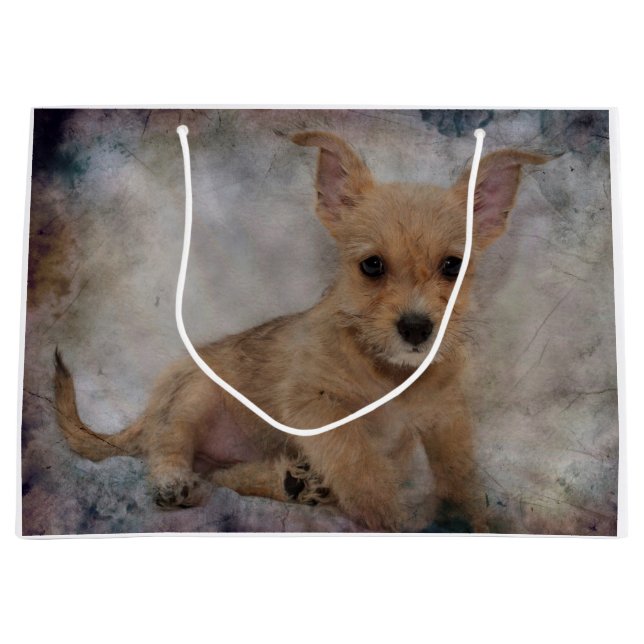 Chihuahua/Yorkie Puppy Große Geschenktüte (Vorderseite)
