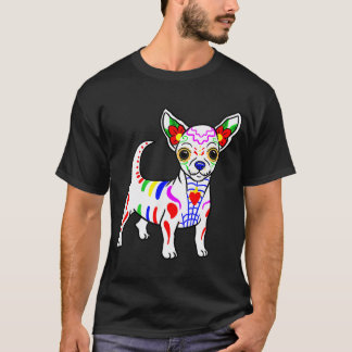 Chihuahua Zucker-Schädel Dia de Los Muertos, Tag d T-Shirt