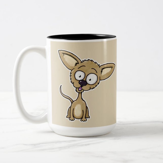 ChihuahuahundeCartoon durch tezatoons Zweifarbige Tasse (Links)