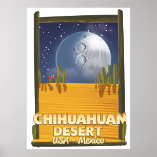 Chihuahuan-Wüsten-Cartoon-Reiseplakat Poster