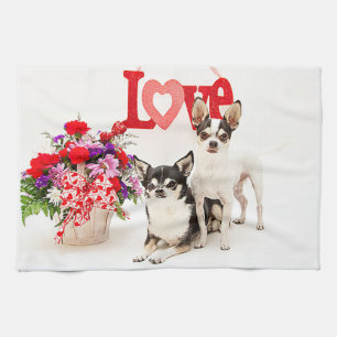 Chihuahuas, Blume und Liebe Küchentuch