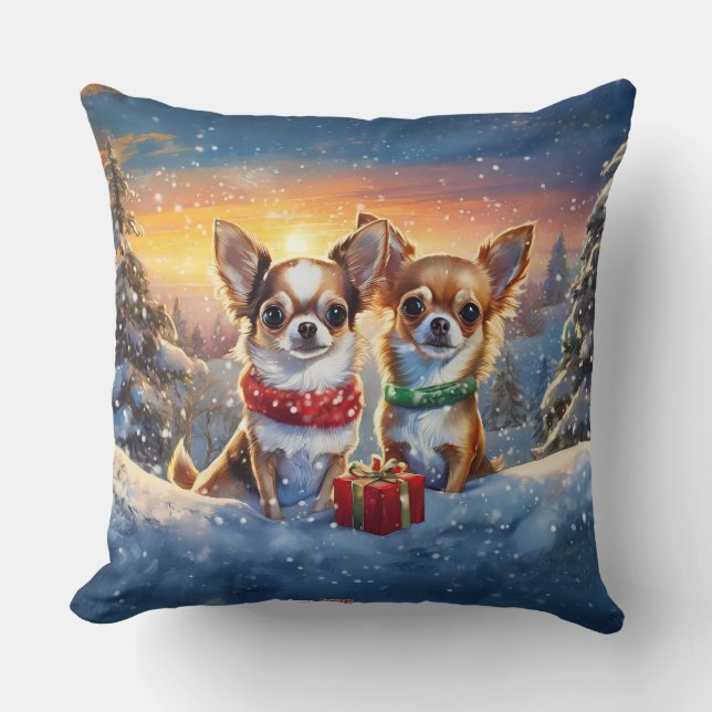 Chihuahuas Holiday Design von Rich AMeN Gill Kissen (Vorderseite)