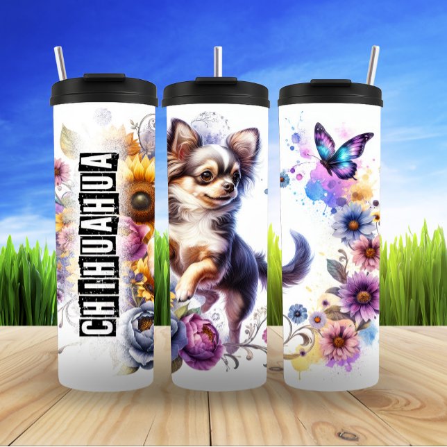 Chihuahuas Schmetterlingsgarten-Tanz Thermosbecher (Von Creator hochgeladen)