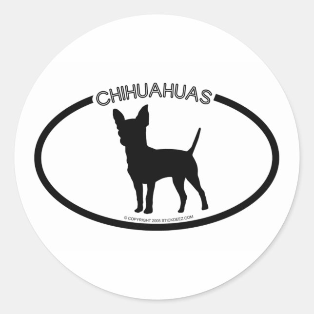 Chihuahuas Silhouette Schwarzer Sticker (Vorderseite)
