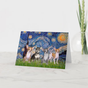 Chihuahuas (vier) - Starry Night Karte