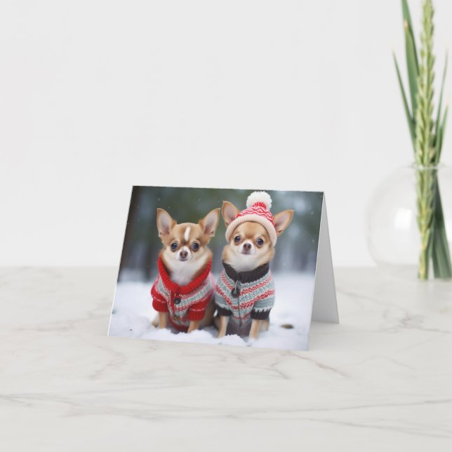 Chihuahuas Weihnachtskarte Karte (Vorderseite)