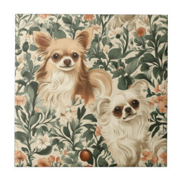 Chihuahuas William Morris-Stil, blühend Fliese