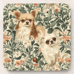 Chihuahuas William Morris-Stil, blühend Getränkeuntersetzer