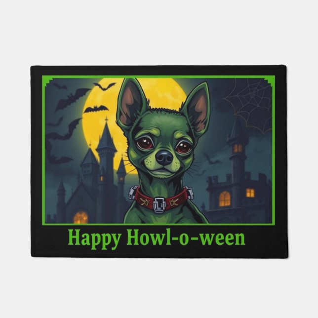 Chihuahuastein Happy Howl-o-ween Fußmatte (Vorderseite)