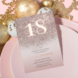Chiic 18. Geburtstag Rose Goldkalligraphie Folieneinladung