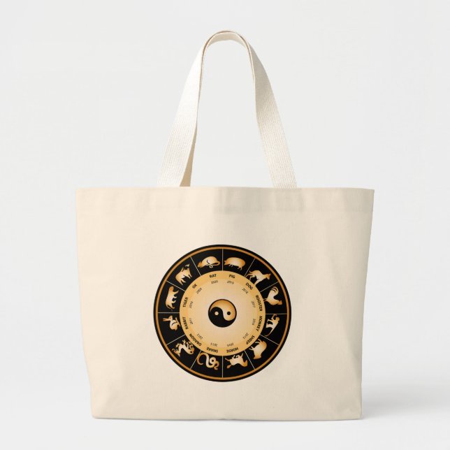 Chiinese Zodiac Wheel Jumbo Stoffbeutel (Vorne)