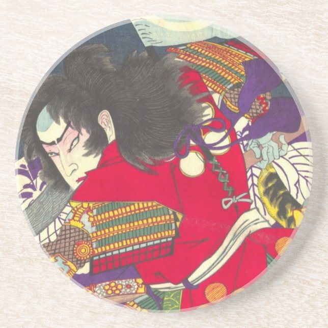 Chikanobu Samurai 3:5 Sandstein Untersetzer (Vorne)