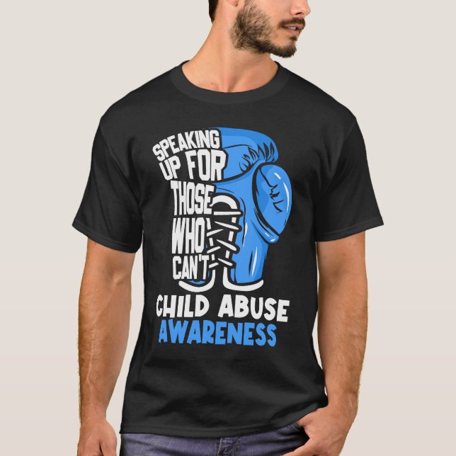 Child Abuse Prevention Awareness Boxing Gloves Blu T-Shirt (Vorderseite)