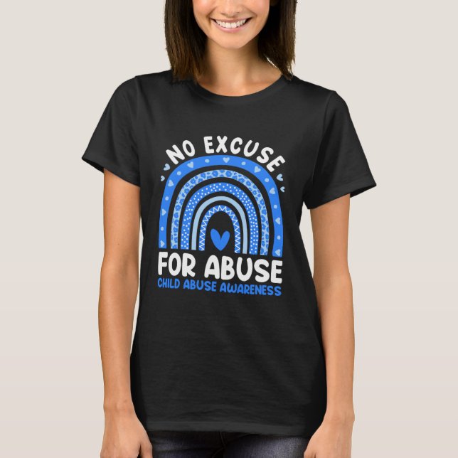 Child Abuse Prevention Awareness Month Blue Rainbo T-Shirt (Vorderseite)