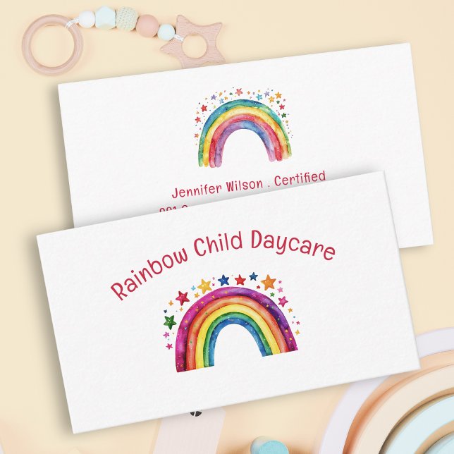 Child Daycare Childcare Service Rainbow Visitenkarte (Von Creator hochgeladen)